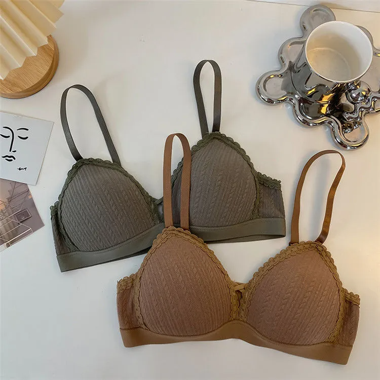Women Fashion Sexy Solid Color Breathable Push-Up Triangle Cup Bra