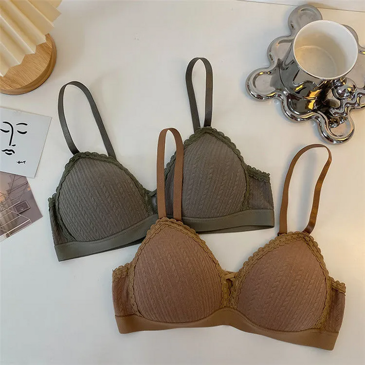 Women Fashion Sexy Solid Color Breathable Push-Up Triangle Cup Bra