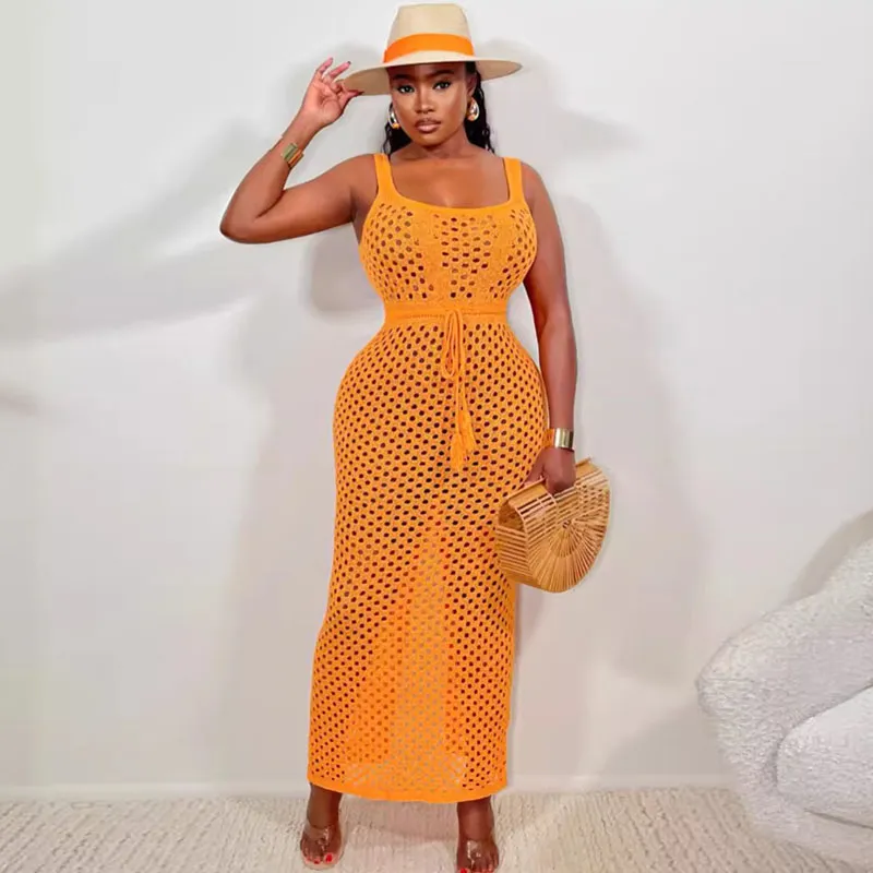 Coastal Breeze Hollow Knit Long Sleeve Cover-Up