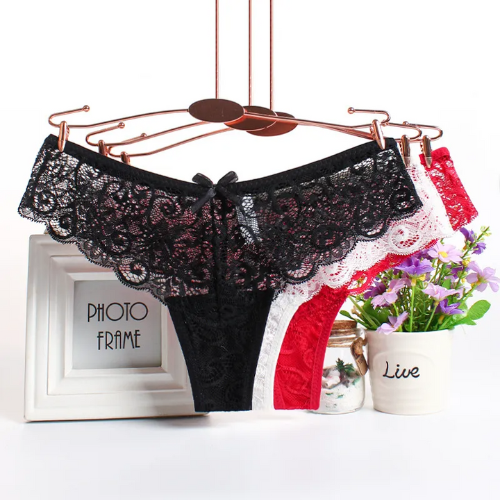 Sheer Lace Hollow Thong