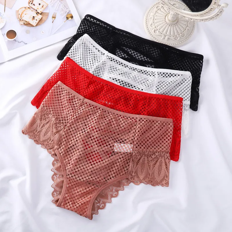 Solid Color Lace Panty with Cross-Strap Cutout
