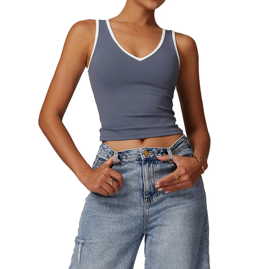 Color Block Stretch Fit Active Yoga Vest