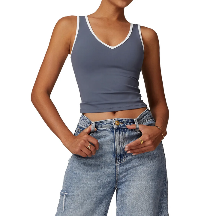 Color Block Stretch Fit Active Yoga Vest