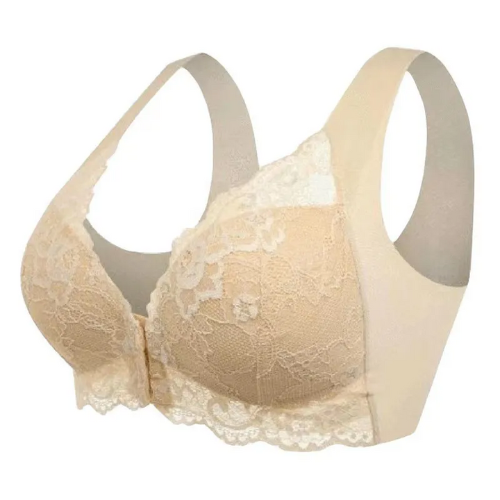 Plus Size Front Buckle Lace Wireless Bra