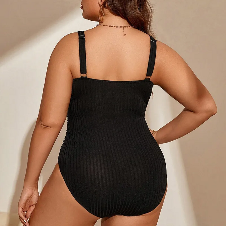 Plus Size Classic Solid Color One-Piece Swimsuit