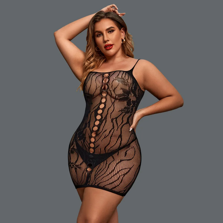 Plus Size Tight Jacquard Hollow Sling Lingerie