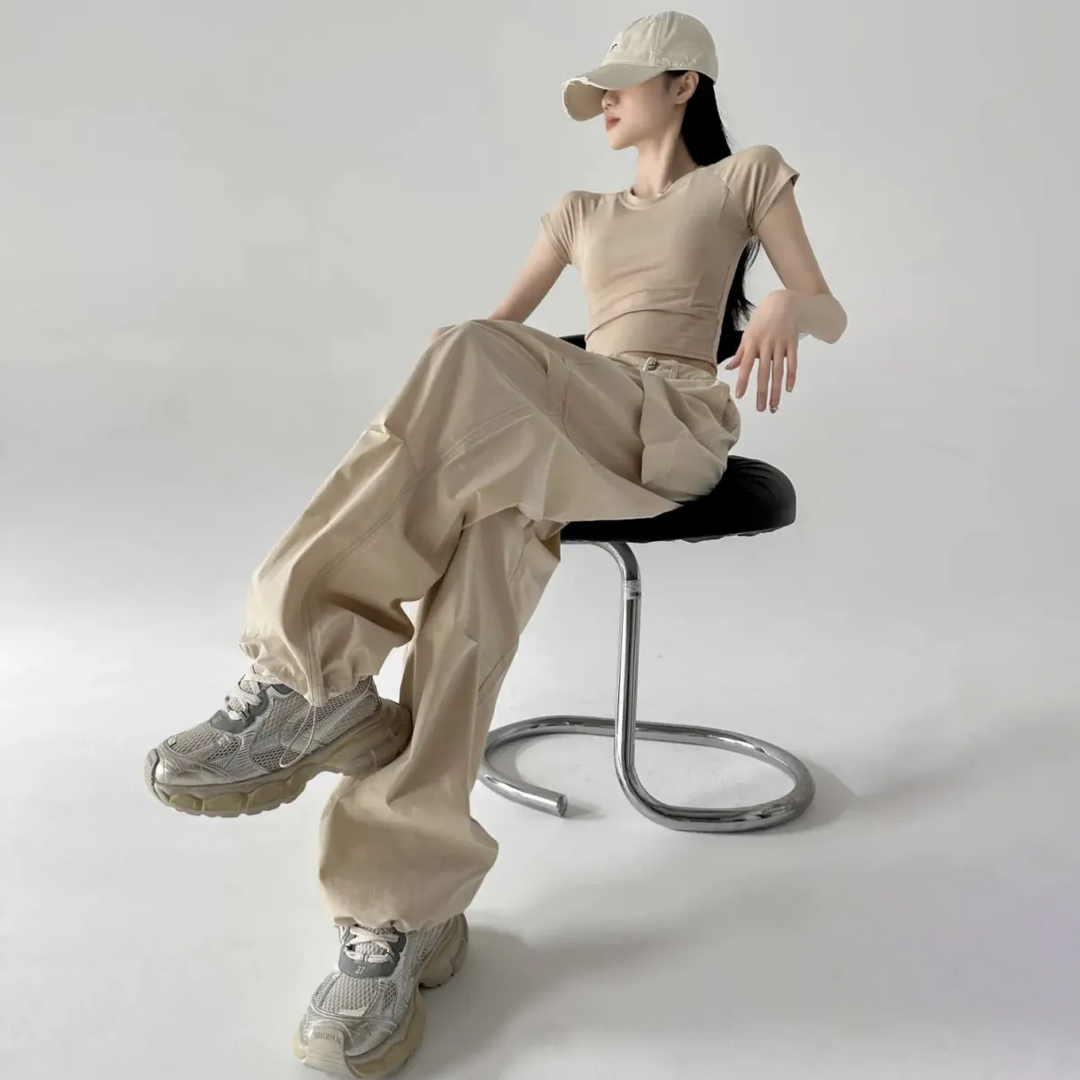 Solid Tone Relaxed Fit Comfy Cargo Joggers