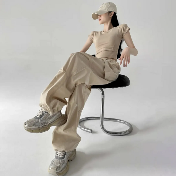 Solid Tone Relaxed Fit Comfy Cargo Joggers