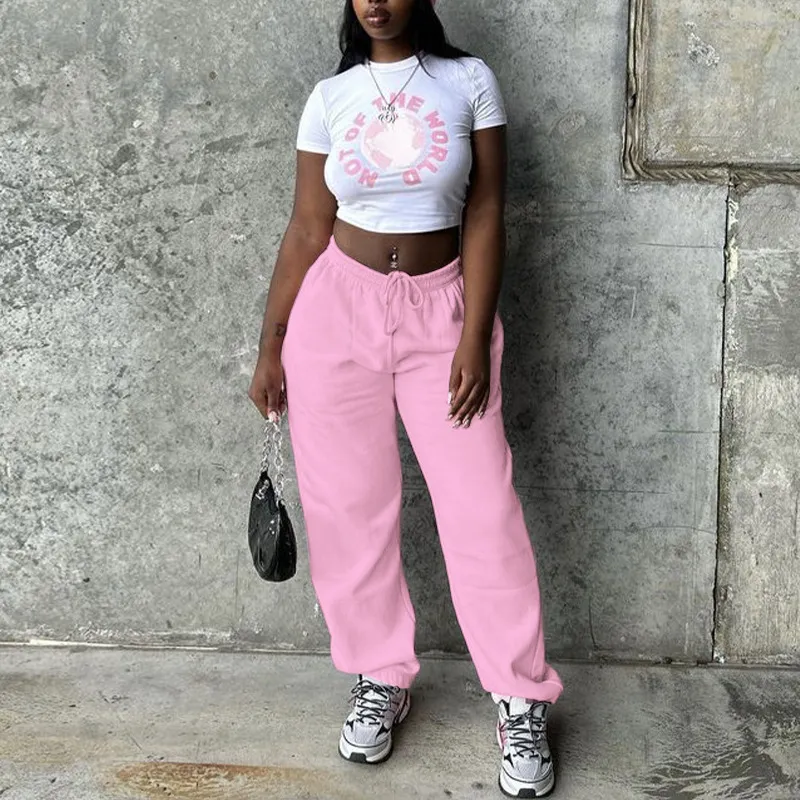 Relaxed Fit Drawstring Style Comfy Jogger Pants