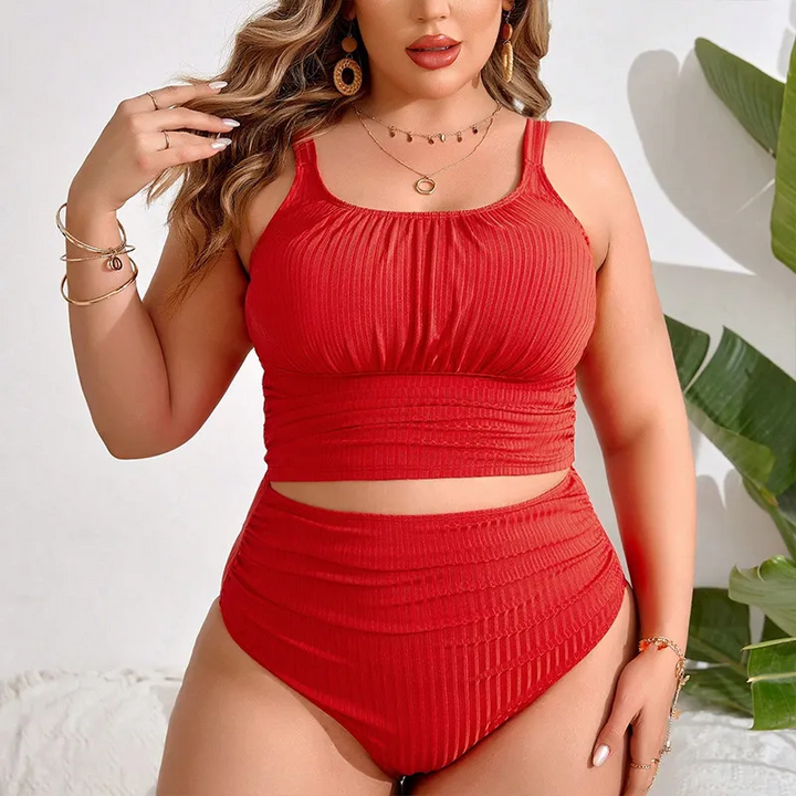 Women Fashion Sexy Plus Size Sling High Waist Swimwear Set
