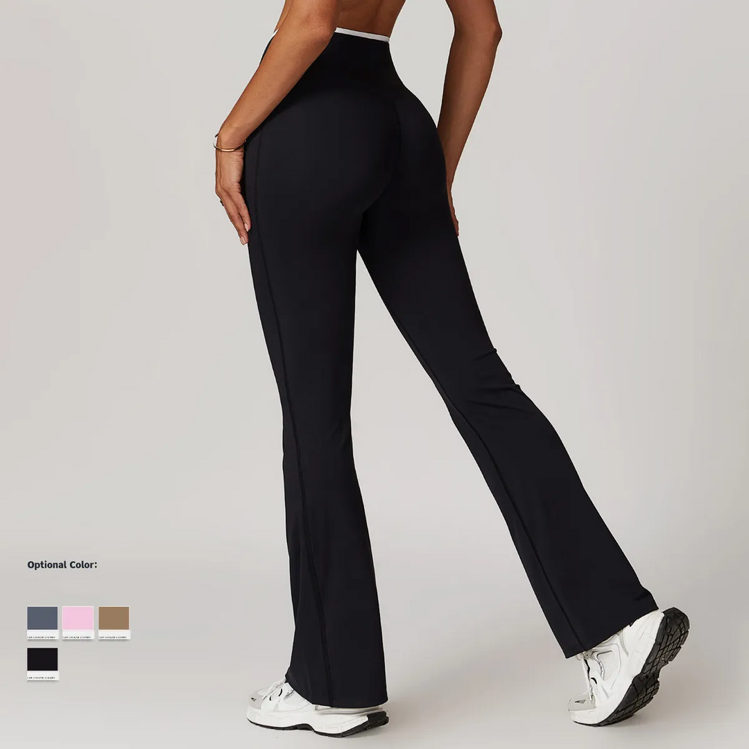 Crossover Waist Wide Leg Stretch Fit Trousers