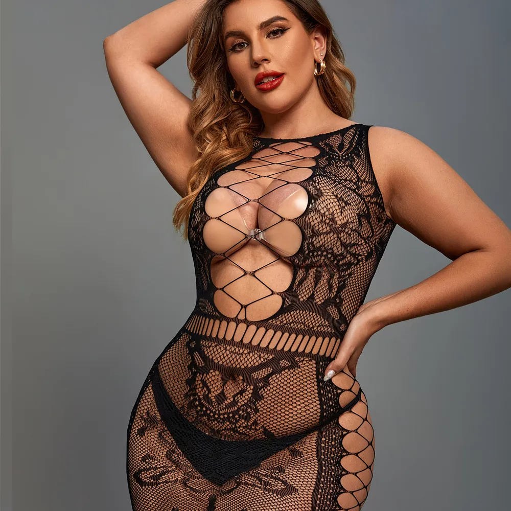 Plus Size Lace Hollow Jacquard Lingerie