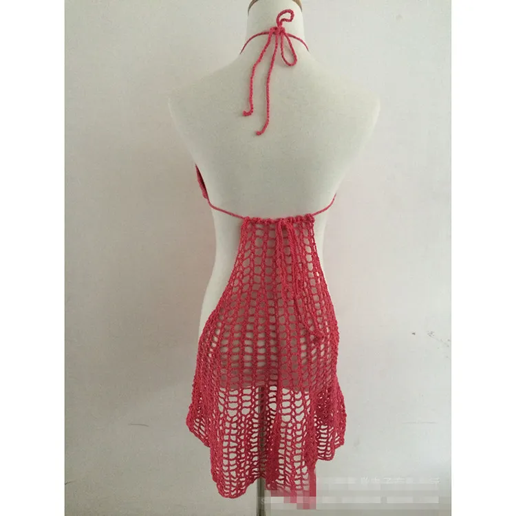Knitted V-Neck Halter One-Piece Swimsuit for Vacation