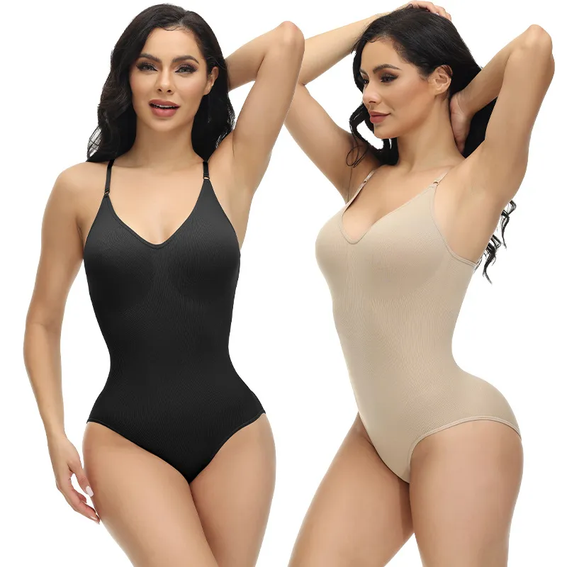 High Elastic Tummy and Hip Shaping Bodysuit with Adjustable Straps