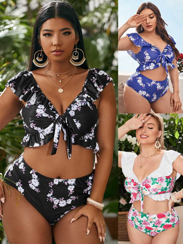 Bloom Curve Floral Strap Swim Set