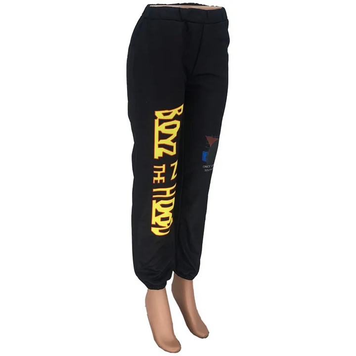 Alphabet Print Relaxed Fit Comfy Jogger Pants