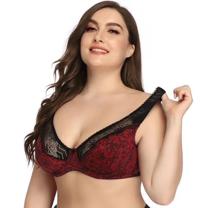 Plus Size Lace Print Bra