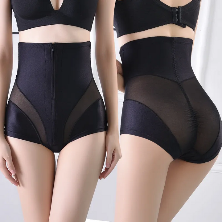 High-Waist Zipper Shaping Pants with Tummy and Hip Support