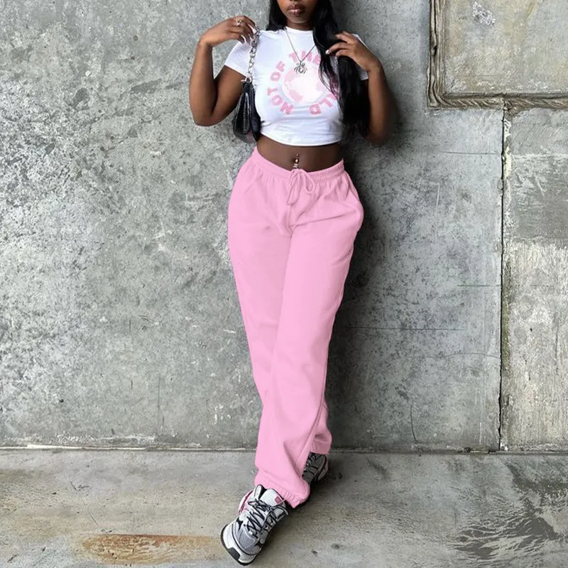 Relaxed Fit Drawstring Style Comfy Jogger Pants