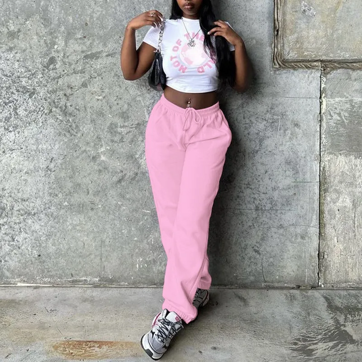 Relaxed Fit Drawstring Style Comfy Jogger Pants