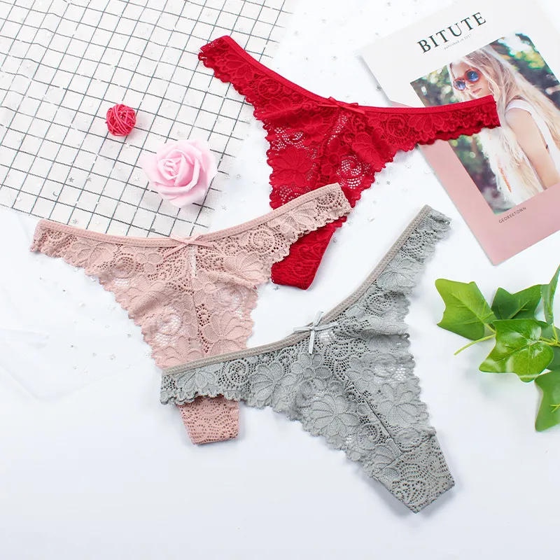 Transparent Lace Hollow Pattern Thong