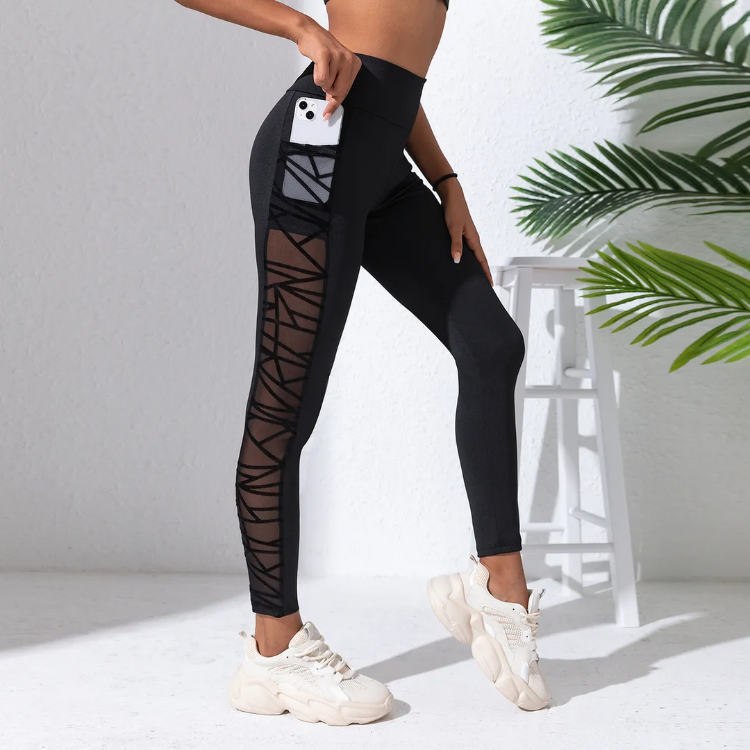 High-Waist Mesh Panel Fitness & Yoga Leggings