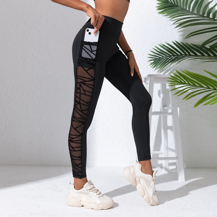 High-Waist Mesh Panel Fitness & Yoga Leggings