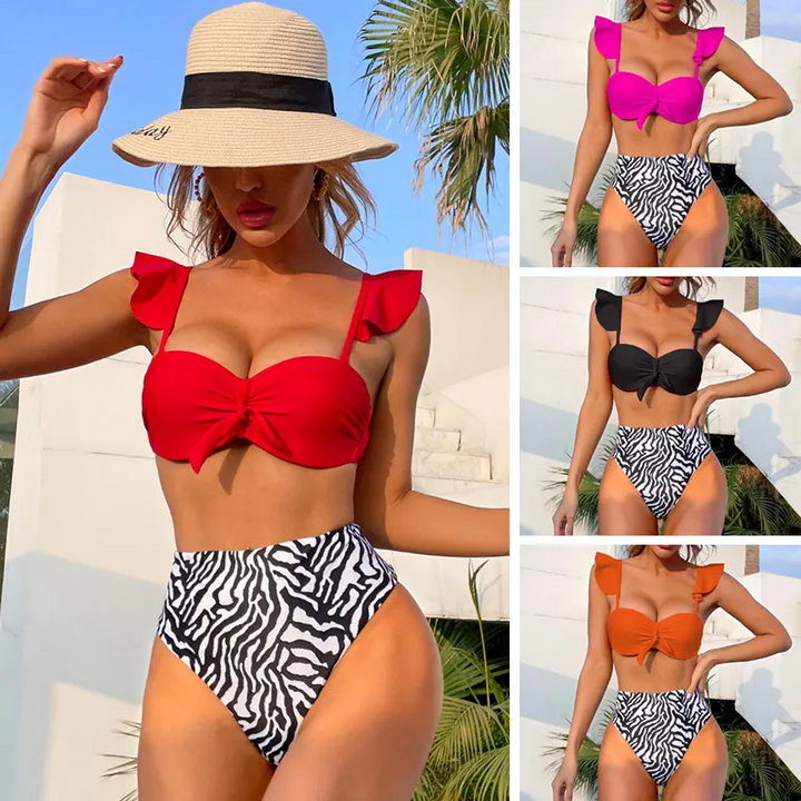 Sunburst Print High-Waist Bikini Set