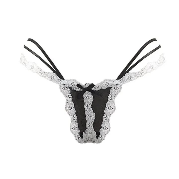 Color Block Lace Low-Waist Triangle Thong