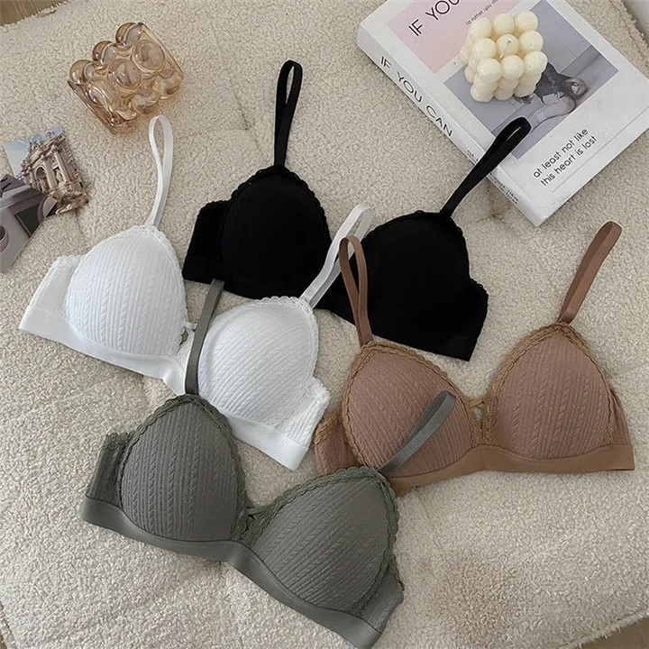 Women Fashion Sexy Solid Color Breathable Push-Up Triangle Cup Bra