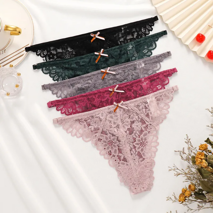 Ice Silk Lace Breathable Mid-Waist Panty