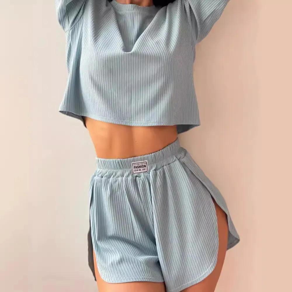 Casual Solid Color Two-Piece Lounge Set