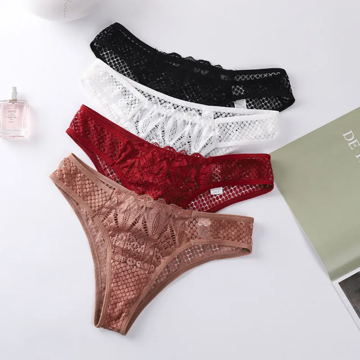 Hollow Lace Mid-Waist Briefs