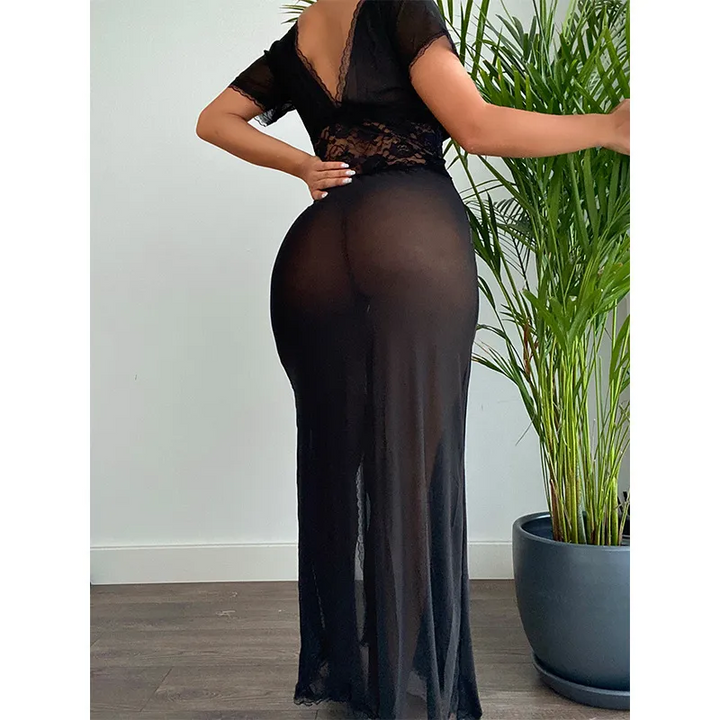 Backless V-Neck Sheer Hollow Sleep Dress
