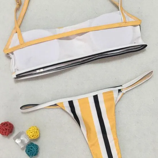 Striped Camisole Bikini Swimsuit Set