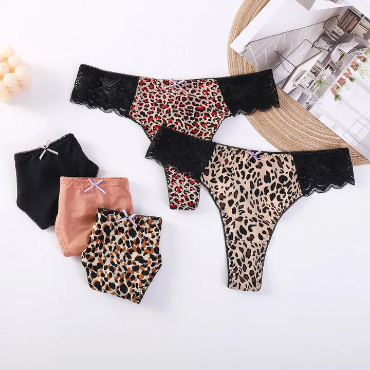 Leopard Print Lace Mid-Waist Panties