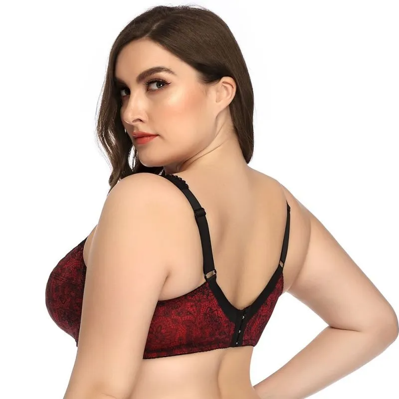 Plus Size Lace Print Bra