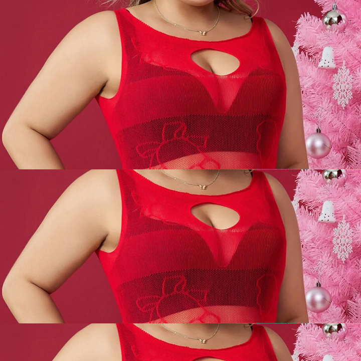 Plus Size Sheer Christmas Bell Romper Lingerie