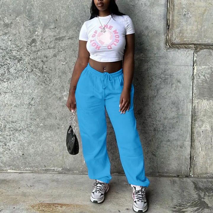 Relaxed Fit Drawstring Style Comfy Jogger Pants