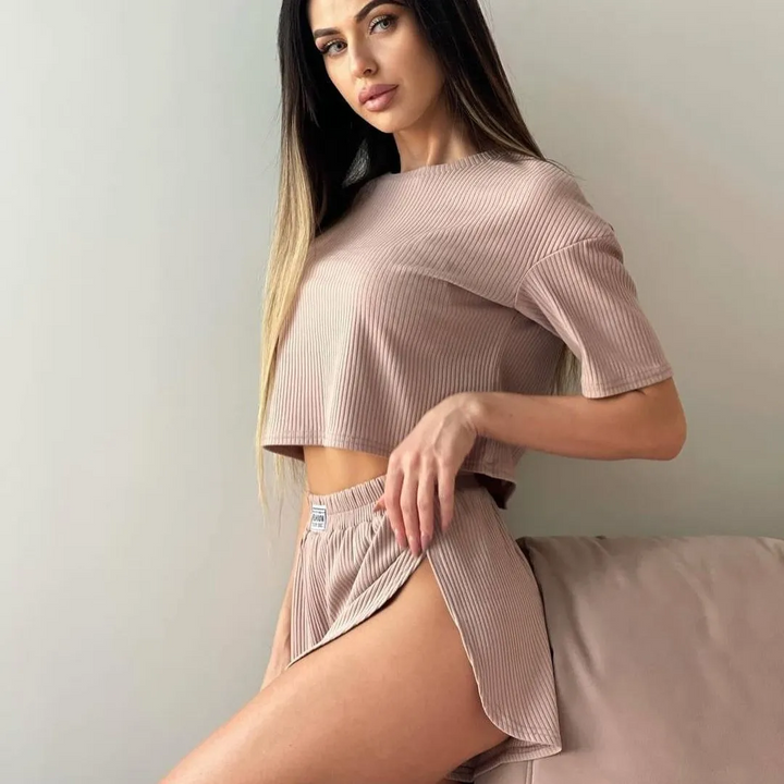 Casual Solid Color Two-Piece Lounge Set