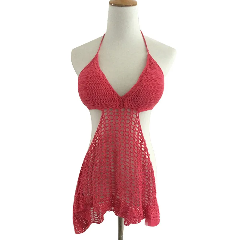 Knitted V-Neck Halter One-Piece Swimsuit for Vacation