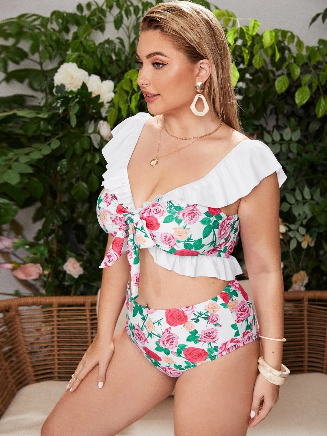 Bloom Curve Floral Strap Swim Set