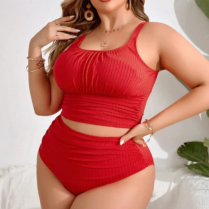 Women Fashion Sexy Plus Size Sling High Waist Swimwear Set