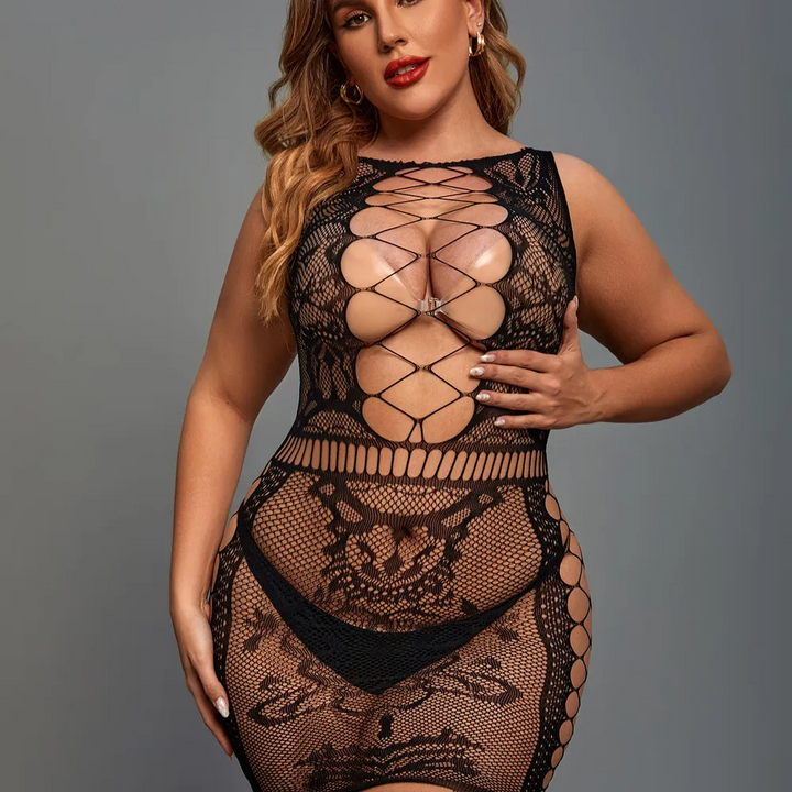 Plus Size Lace Hollow Jacquard Lingerie