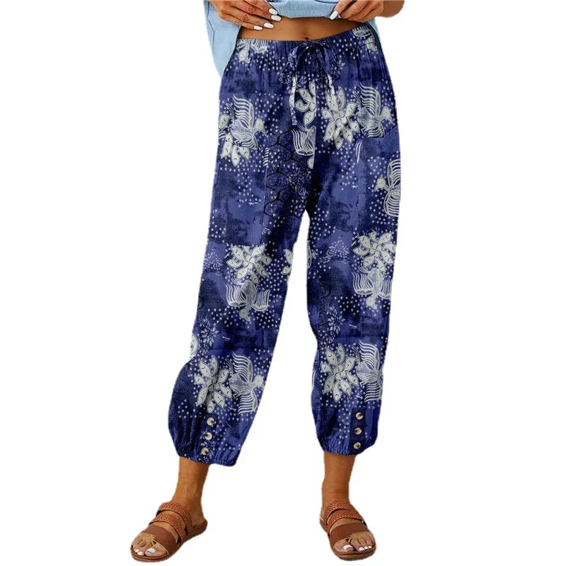 Graphic Print High Rise Drawstring Comfy Joggers