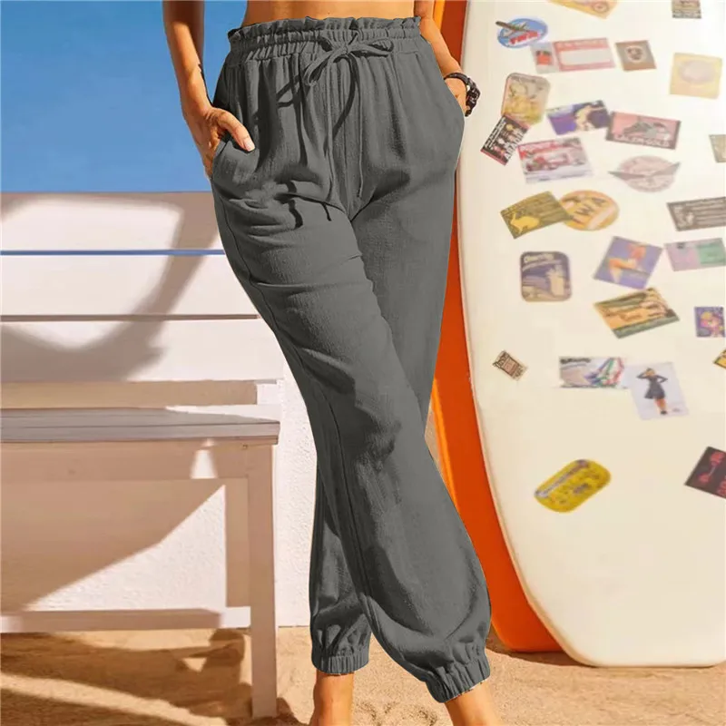 Solid Tone Elastic Waist Comfy Jogger Pants