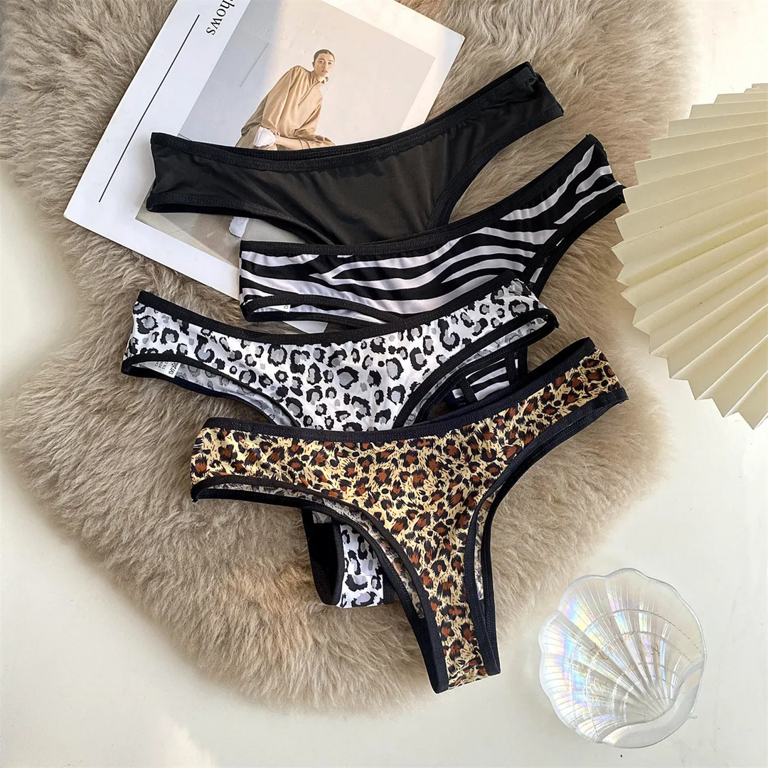 Low-Waist Hollow Animal Print Panty