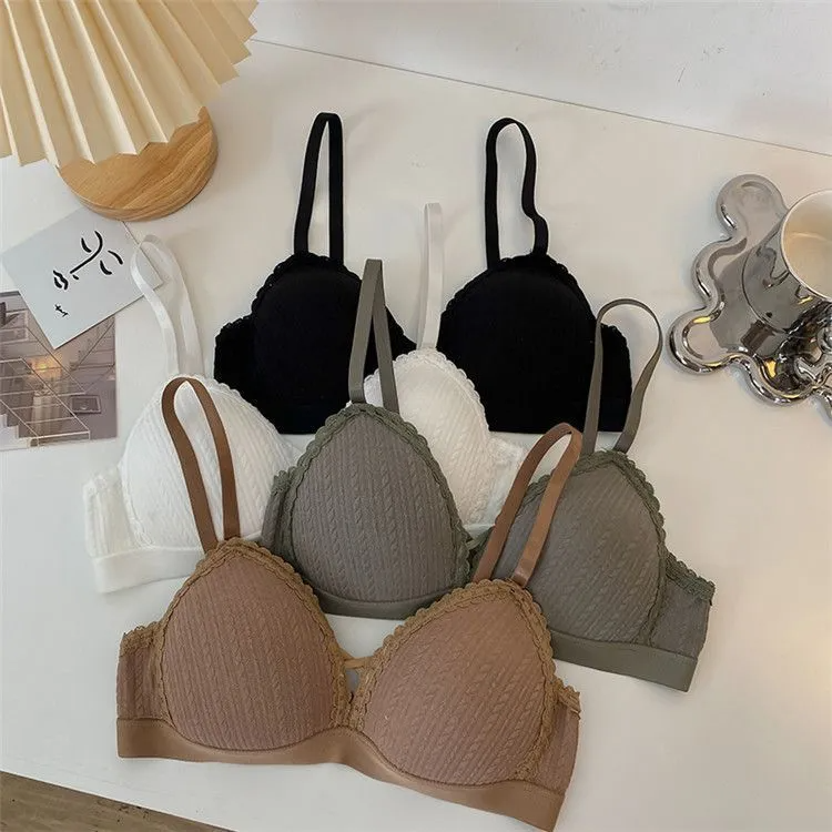 Women Fashion Sexy Solid Color Breathable Push-Up Triangle Cup Bra