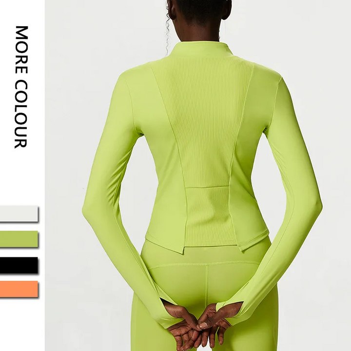 Stretch Fit Solid Tone Active Running Training Jacket