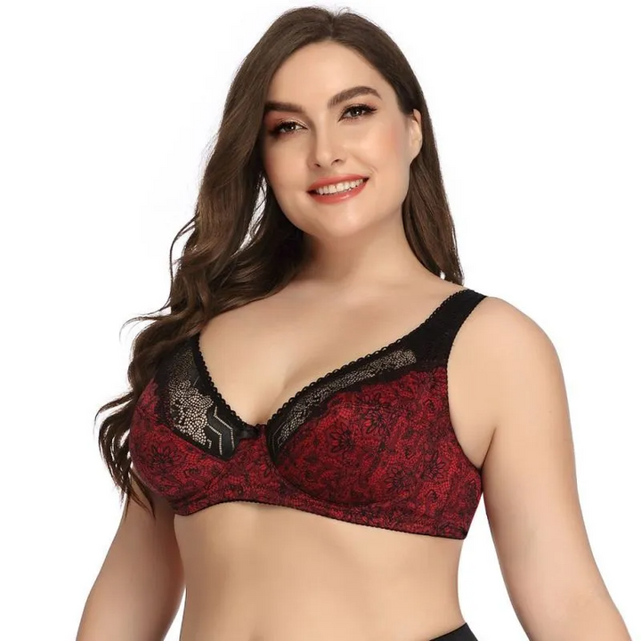 Plus Size Lace Print Bra